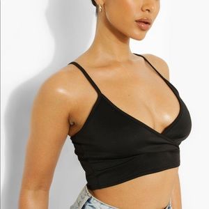 Boohoo Black Cropped Bra Top